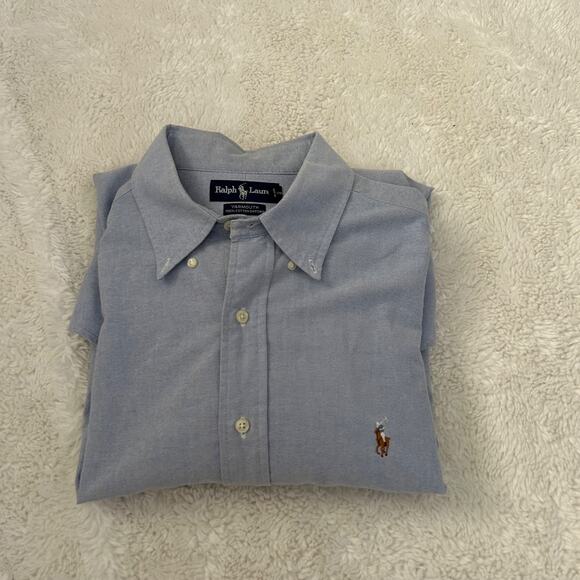 Vintage Ralph Lauren Shirt Mens 17 36/37 Blue Yarmouth Oxford Long Sleeve Preppy - Picture 1 of 7